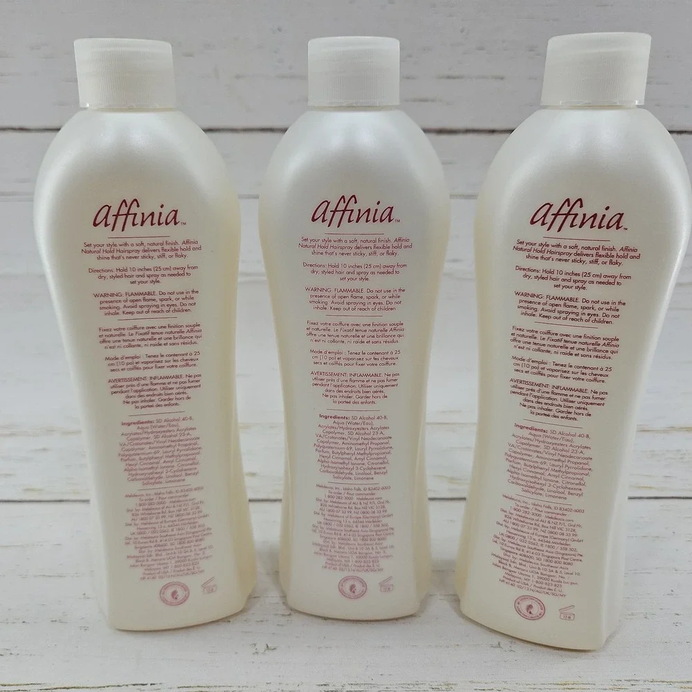 Melaleuca‎ Affinia Natural Hold Hairspray Styling Spray 10oz 3 Pack With Pump